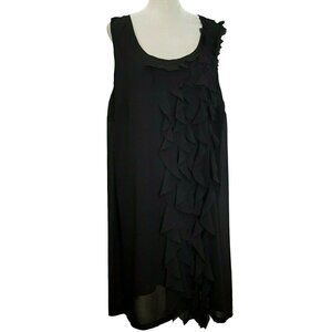 Lane Bryant Dress Size 28 Black Ruffled Sleeveless Scoop Neckline Side Zip Party
